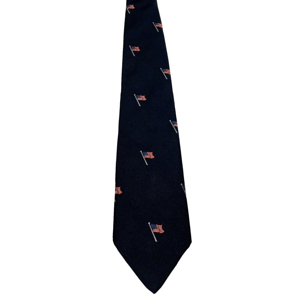 Vintage 615 Collection USA Tie American Flag Woven Navy Blue Men's Necktie